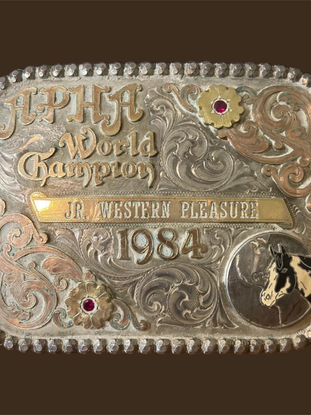 APHA SILVER OVERLAY BELT BUCKLE 1984 - Picture 2 of 3